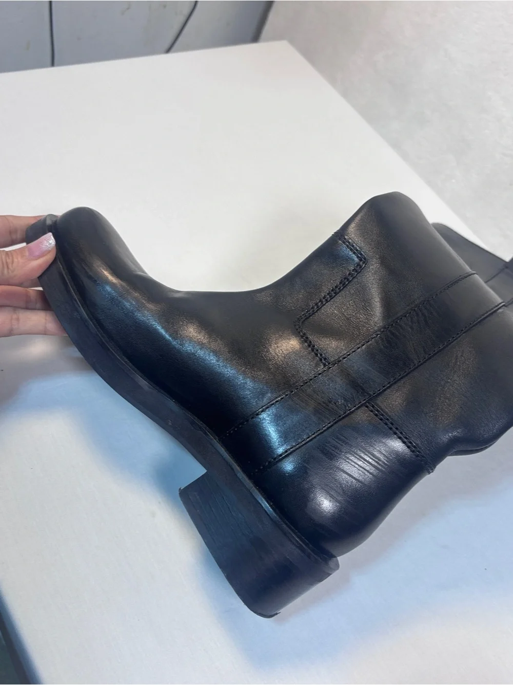 ZARA Black Leather Knee High Riding Boots Pull On Womens 39 US 8